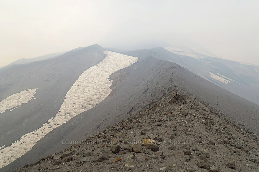 Mount Hood, hidden by smoke [Upper Wizard Way Trail, Mt. Hood National Forest, Hood River County, Oregon]