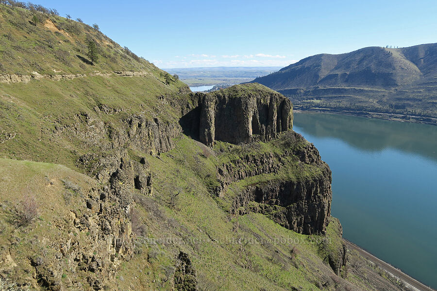cliffs & the Columbia River [Lyle Cherry Orchard, Klickitat County, Washington]