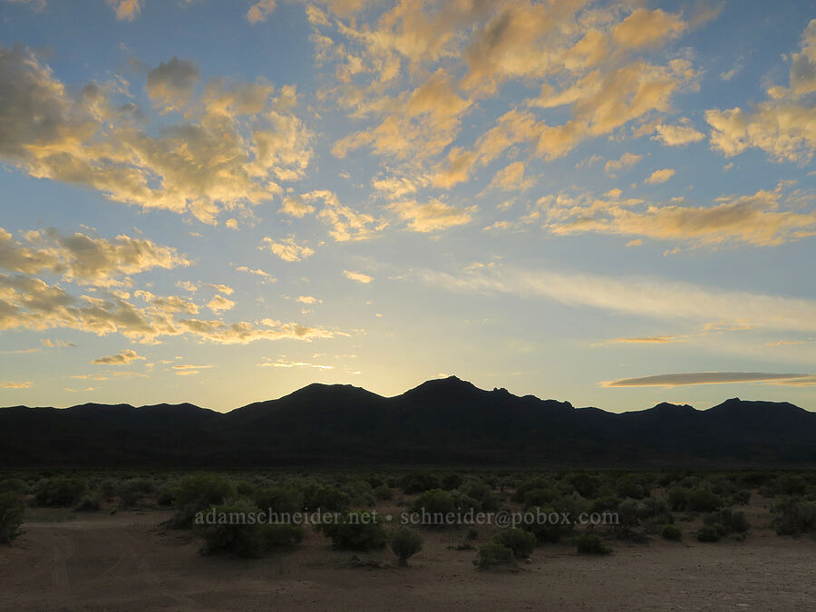 sunset behind The Peaks [Borax Lake Road, Harney County, Oregon]