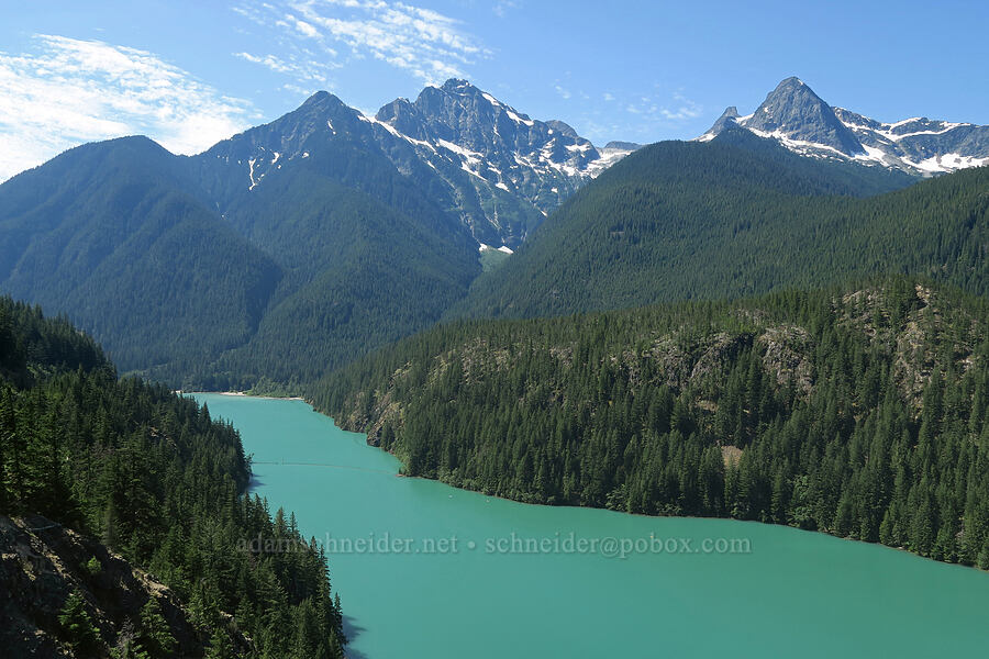 Diablo Lake, Colonial Peak, & Pinnacle Peak [Diablo Lake Overlook, Okanogan-Wenatchee National Forest, Whatcom County, Washington]