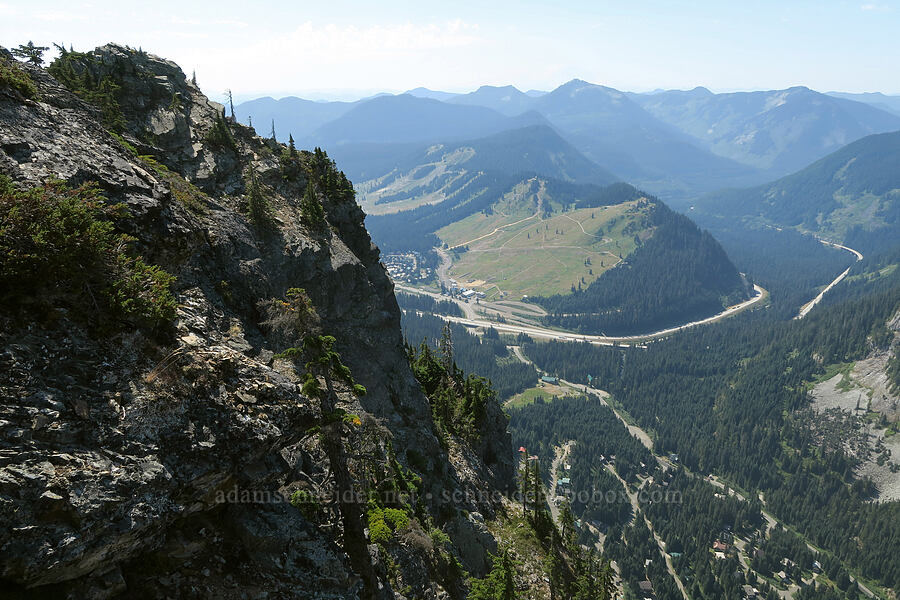edge of Guye Peak & Snoqualmie Pass [north summit of Guye Peak, Alpine Lakes Wilderness, King County, Washington]