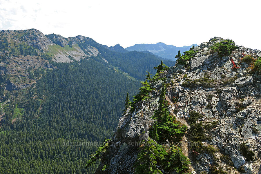 Guye Peak's middle summit (and Kendall Peak) [north summit of Guye Peak, Alpine Lakes Wilderness, King County, Washington]
