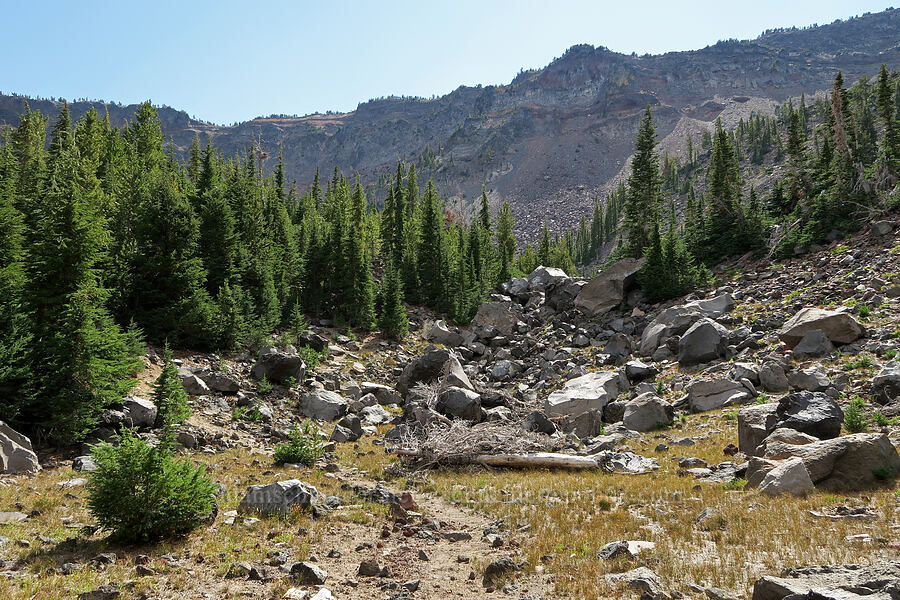 rocky bowl & Tam McArthur Rim [west of Little Three Creek Lake, Three Sisters Wilderness, Deschutes County, Oregon]