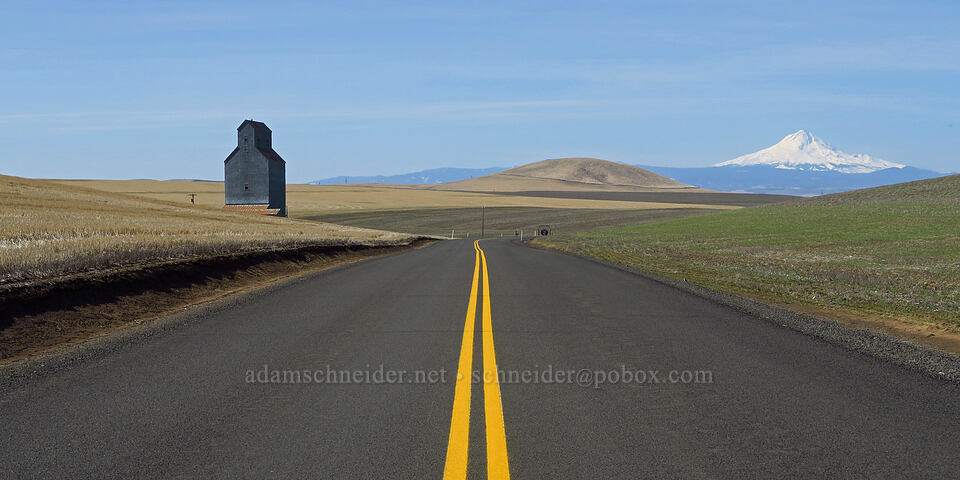 grain elevator & Mt. Hood [Gordon Ridge Road, Sherman County, Oregon]