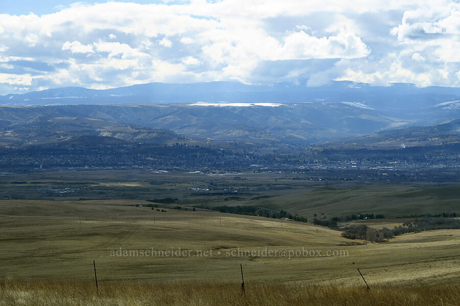 The Dalles & snow on Dutch Flat [Columbia Hills State Park, Klickitat County, Washington]