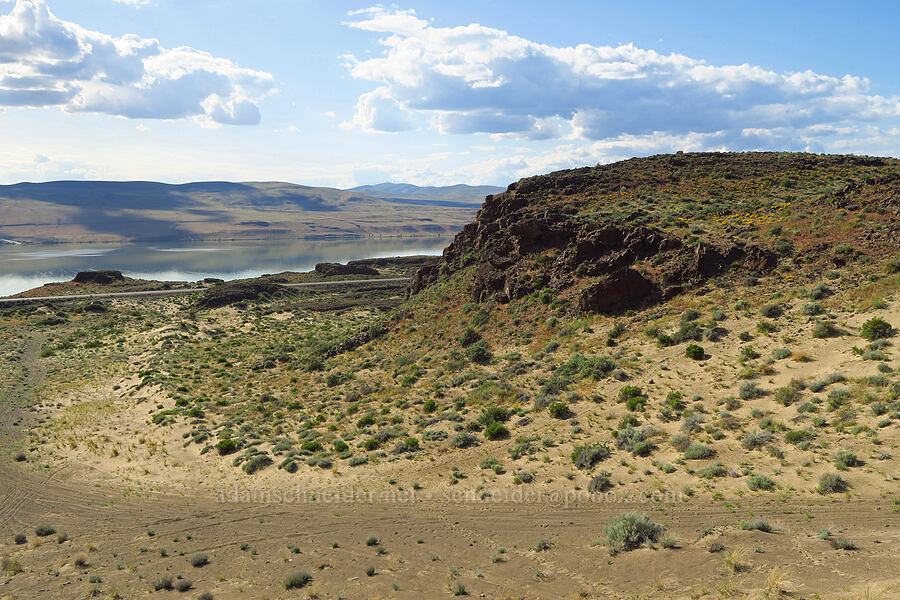 basalt cliffs & sand dunes [Basalt Gardens, Grant County, Washington]