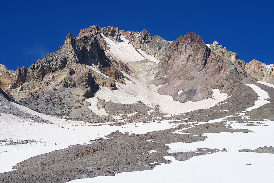Crater Rock & the summit of Mount Hood [above Zigzag Canyon, Mt. Hood Wilderness, Clackamas County, Oregon]
