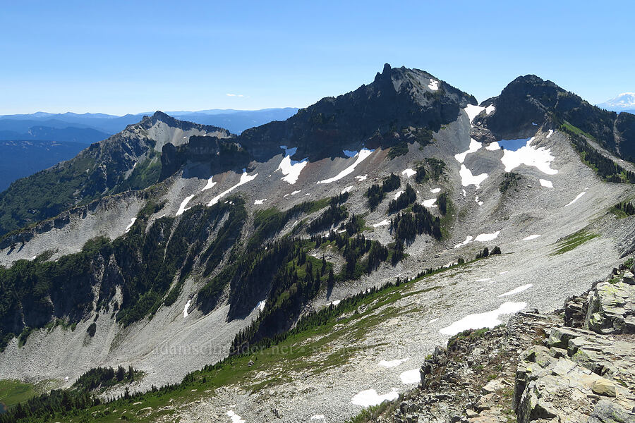 Stevens Peak, Unicorn Peak, & West Unicorn Peak [Foss Peak, Mount Rainier National Park, Lewis County, Washington]
