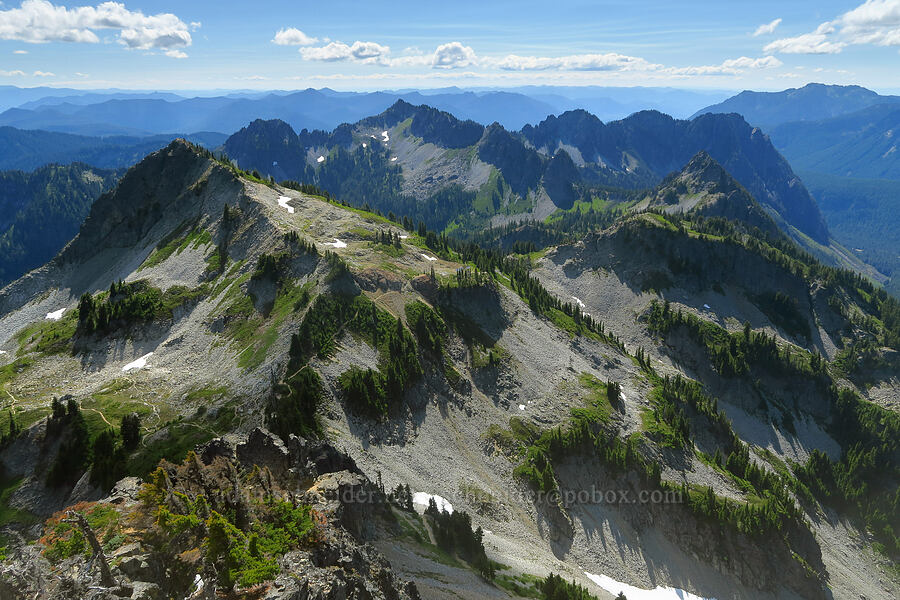Plummer Peak, Denman Peak, & the western Tatoosh Range [Pinnacle Peak, Mount Rainier National Park, Lewis County, Washington]