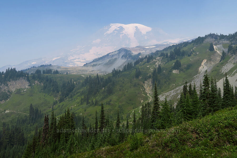 Mount Rainier, obscured by smoke [Skyline Trail, Mt. Rainier National Park, Pierce County, Washington]