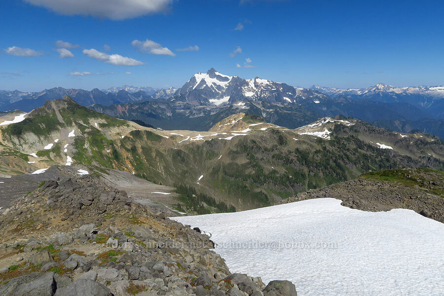 view east toward Mount Shuksan [Ptarmigan Ridge Trail, Mt. Baker Wilderness, Whatcom County, Washington]