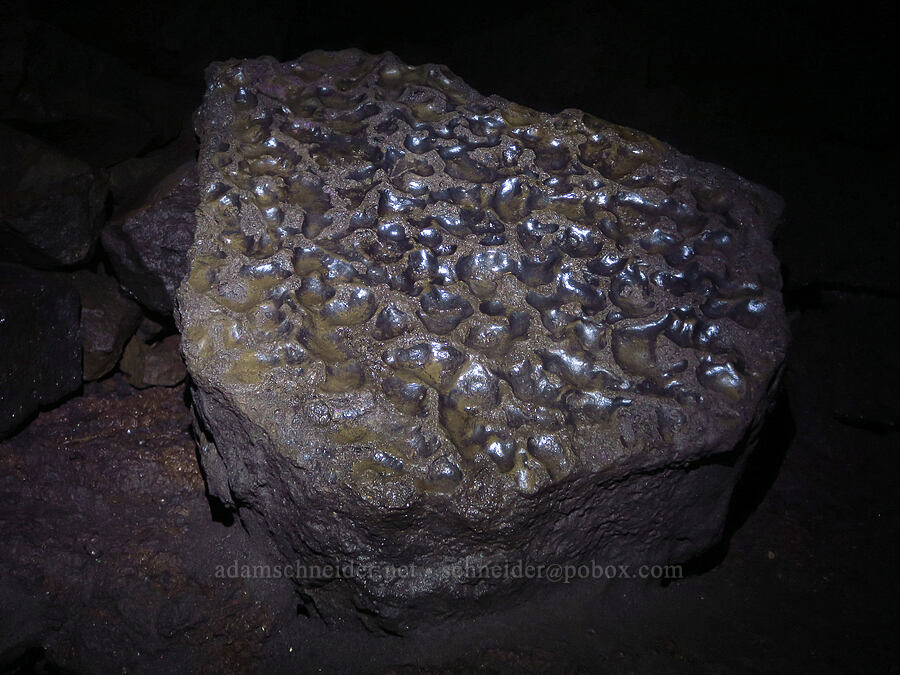 fallen roof block [Ape Cave, Mt. St. Helens National Volcanic Monument, Skamania County, Washington]