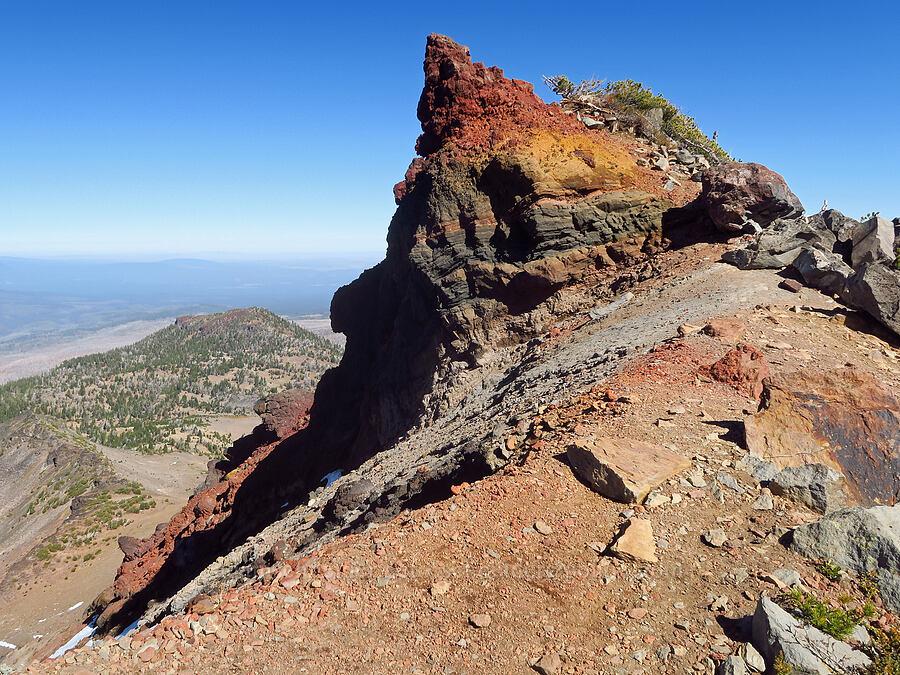 colorful volcanic rock [east of Broken Top, Three Sisters Wilderness,  County, Oregon]