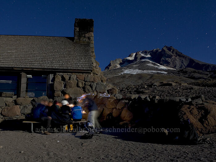 moonlight picnic [Silcox Warming Hut, Mt. Hood National Forest, Clackamas County, Oregon]