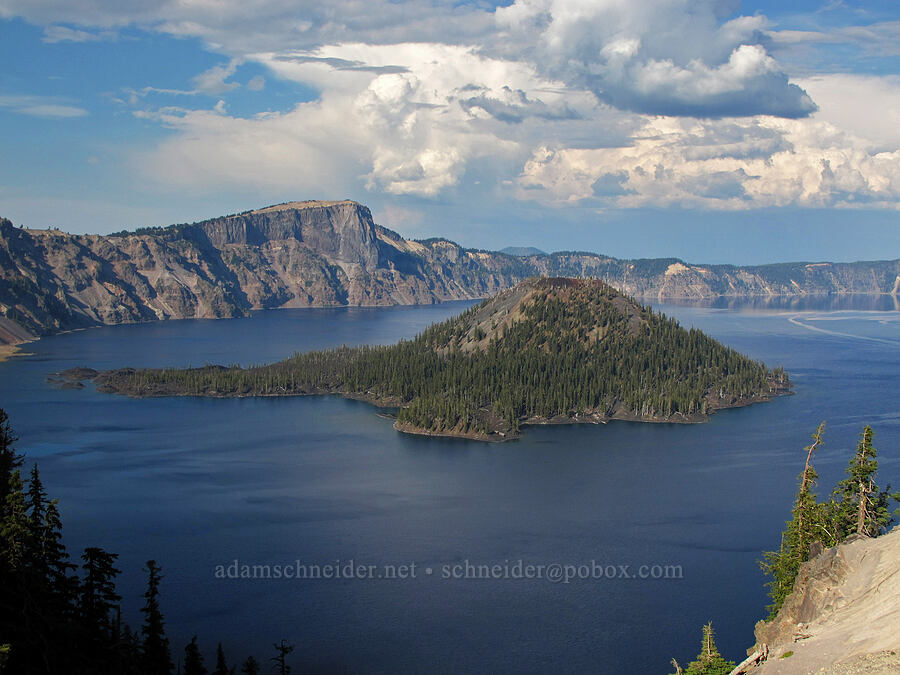 Llao Rock & Wizard Island [Crater Lake Lodge, Crater Lake National Park, Klamath County, Oregon]