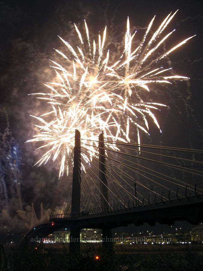 fireworks & Tilikum Crossing [Eastbank Esplanade, Portland, Multnomah County, Oregon]