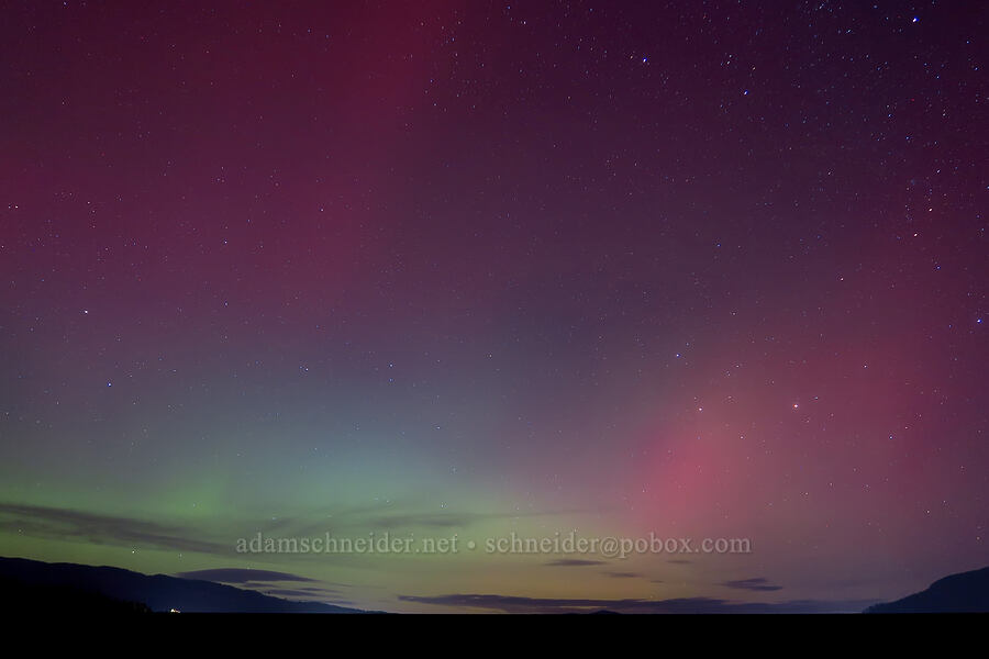 Northern Lights in the Gorge [Ashes Lake, Skamania County, Washington]
