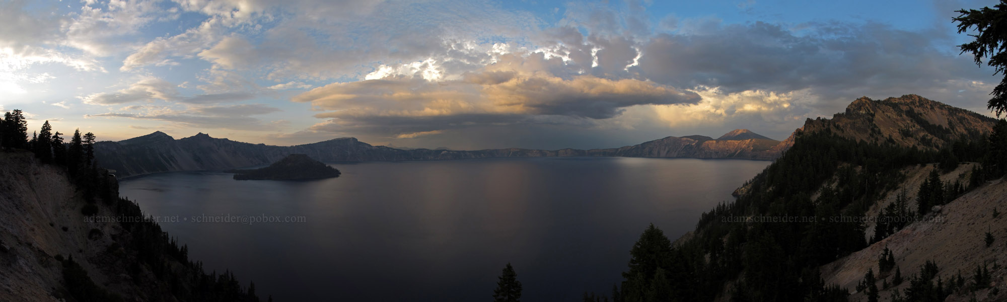 Crater Lake thunderstorm panorama [Crater Lake Lodge, Crater Lake National Park, Klamath County, Oregon]