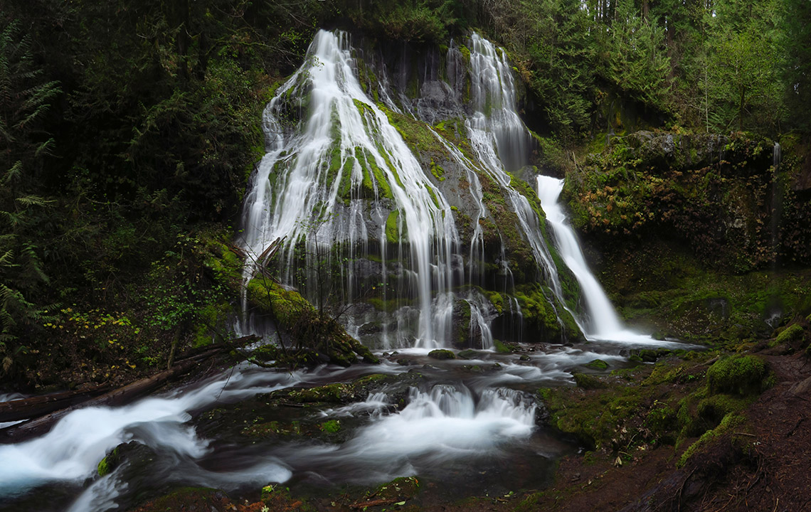 Panther Creek Falls panorama [Panther Creek Falls Trail, Gifford Pinchot National Forest, Skamania County, Washington]